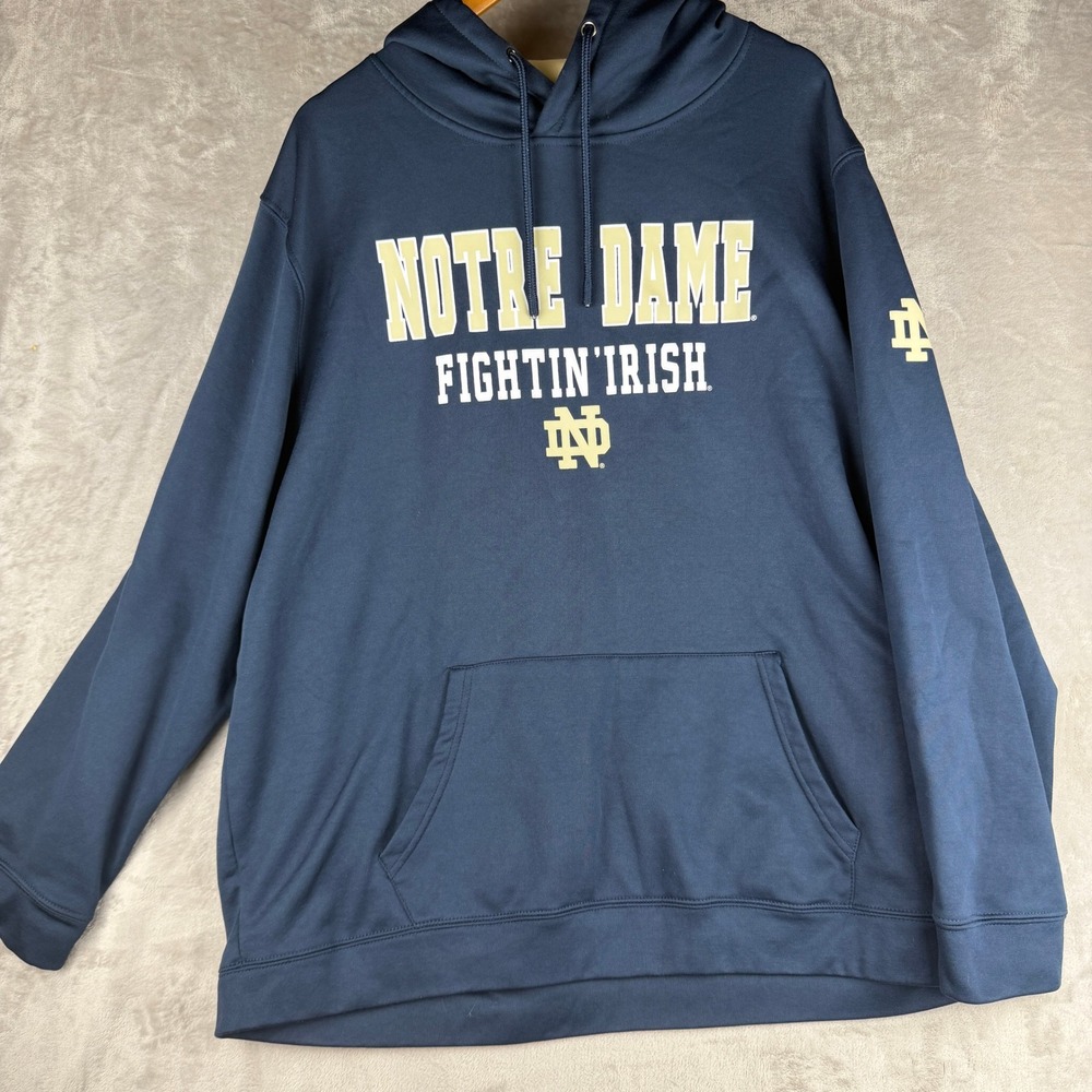 Colosseum Notre Dame Fightin Irish Hoodie Mens XXL Navy Blue Pullover Sweatshirt